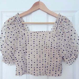 H&M polka dot puff sleeve crop top